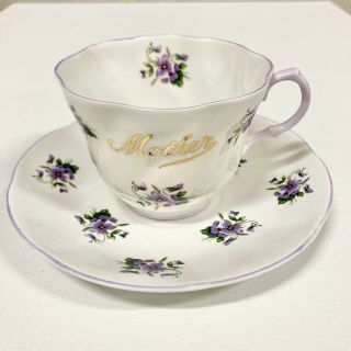 Royal Dover Mother Violet Flower Cup & Saucer Bone China England Antique Floral