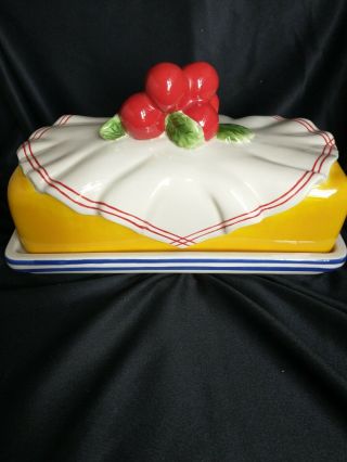 Department Dept 56 " Life Is Just A Bowl Of Cherries " Butter Dish 8 1/4 " X4 " Rare