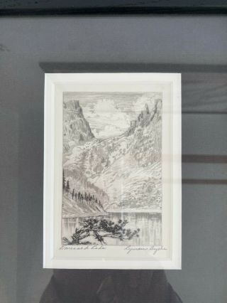 Lyman Byxbe Famous Artist Signed Etching " Emerald Lake " Framed