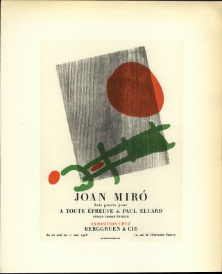 1959 Mini Poster Lithograph Orig Print Joan Miro Never Failing A Toute Epreuve