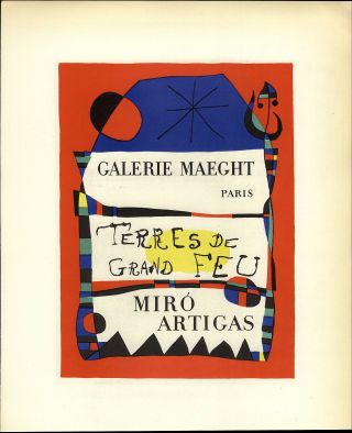 1959 Mini Poster Lithograph Print Joan Miro Terres De Grand Feu Paris