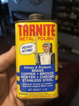 NOS Full,  Vintage Tarnite Metal Polish 9 oz.  Copper Bronze Oil Can.  60’s. 2