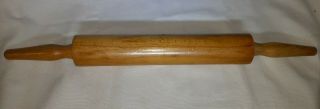 Vintage Rolling Pin Primitive Wood 18” With 2 Handles Usa
