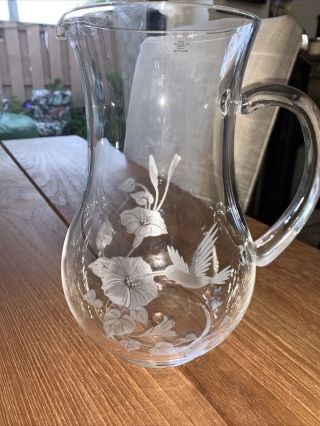 Avon Hummingbird 24 Lead Crystal 48 Oz Pitcher Made In France