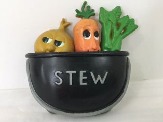 Vintage 4 Piece Plastic Vegetable Stew Pot Refrigerator Magnet Set Giftco