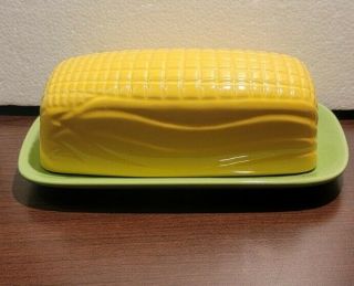 Adorable Corn On The Cob Ceramic Butter Dish,  8x4