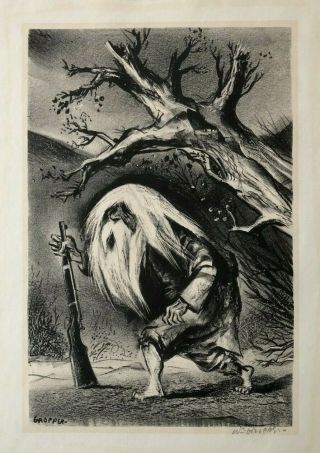 William Gropper (1897 - 1977) " Rip Van Winkle " 1947 Lithograph Listed Wpa Artist