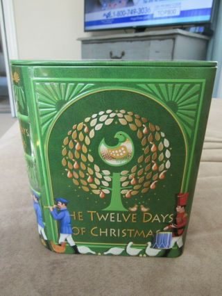 Pristine Famous Amos Christmas Book Tin - Twelve Days Of Christmas - Empty Box