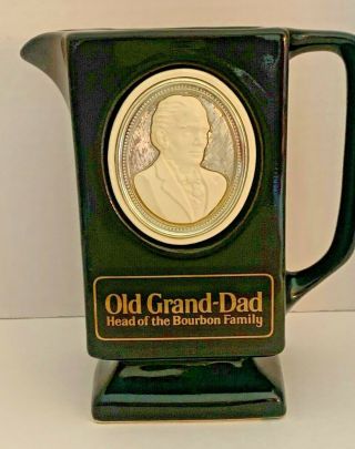 Old Grand Dad Head Of The Bourbon Family Vintage Pub Jug Water Pitcher