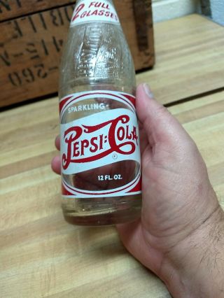 Vintage Double Dot Pepsi Cola Bottle,  2 Full Glasses,  Spartanburg,  Sc