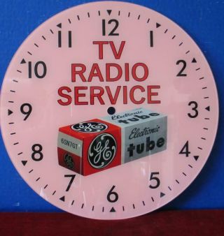 Pam Etc Clock Advertising Face Ge Tv Radio Service