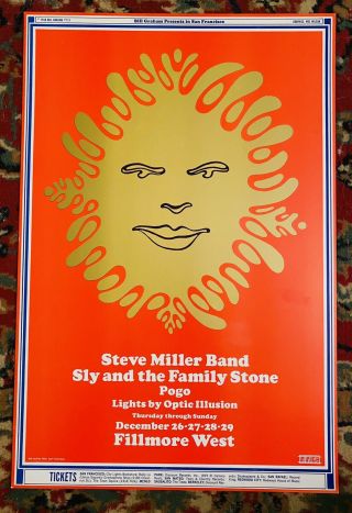 Bg - 151 Steve Miller Sly & Family Stone Wes Wilson Fillmore Sf Poster 1968