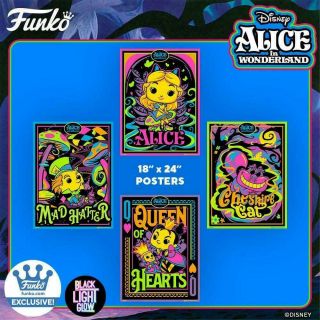 Funko Black Light Poster Alice In Wonderland Set Of 4 Confirmed Pre