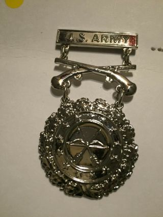 Army Excellence In Pistol Competition Badge Silver Usa Made Hallmark Authentic