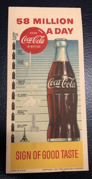 Vintage 1951 7.  5” Coca Cola Cardboard Lithograph