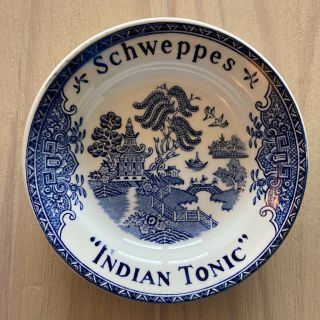 Schweppes Indian Tonic Plate 4.  75” Tip Trinket Dish Bowl Ashtray Bar Water Promo