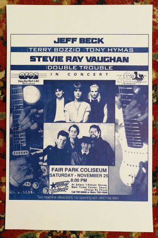 Stevie Ray Vaughn Jeff Beck Dallas Texas 1989 Concert Poster Rare