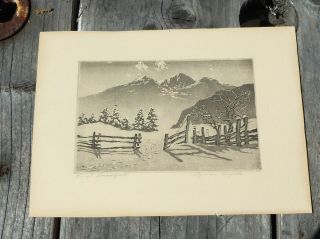 Lyman Byxbe Famous Artist Signed Etching " First Snowfall " Unframed