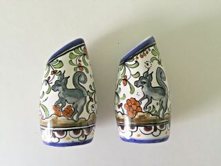 Pavoes ? Portugal Hand Painted Signed Salt And Pepper Shakers
