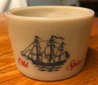 Vintage Early American Old Spice Shaving Mug Cup Ivory Milk Glass 10 Shulton