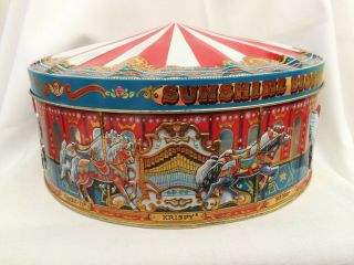 Vintage Sunshine Biscuits Cookie Carousel Gift Tin Embossed Made In England
