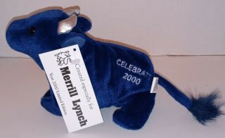 Merrill Lynch Year 2000 Limited Edition Blue Bull Stuffed Toy - With Tag