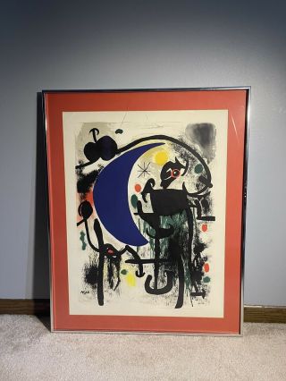 Joan Miro Lithograph Signed Abstract Women &bird In The Night 30x24’’