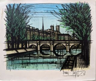 Bernard Buffet Lithograph “le Pont Neuf” Paris Bridge