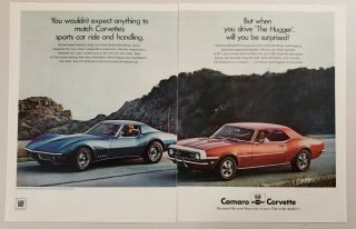 1968 Print Ad Chevrolet Corvette Sting Ray & Camaro Ss Coupe Chevy