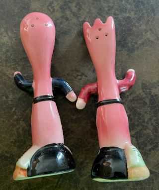 Vintage FORK and SPOON Salt and Pepper shakers,  Japan,  Pink 2