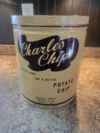 Vintage Charles Chips Tin Can Montville Pa.  Calhoun Ky.