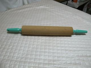 Turquoise Handle Wooden Rolling Pin 17 "