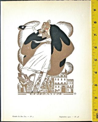 Gazette Du,  Art Deco Pochoir Print,  Simeon,  Bourrasque1920 Pl,  48