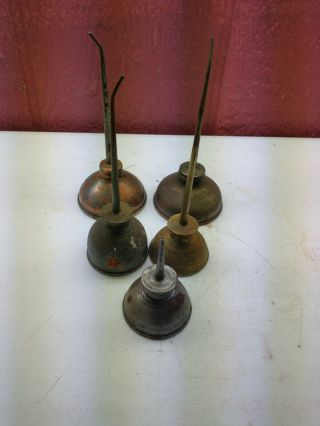 Vintage Small Oil Can Set,  1 3/4 " Base Up To 2 1/2 ".