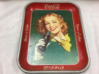 Vintage Coca - Cola Tray - Red Hair Girl With Yellow Scarf