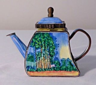 Kelvin Chen Copper & Enamel Miniature Teapot - Van Gogh Landscape? Scene 334