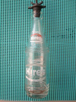 Vintage Hires Soda Bottle,  With Metal Hires Cap/stopper