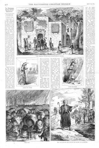 The Chatauqua Sunday School Convention - Fairpoint - 1875 Antique Print