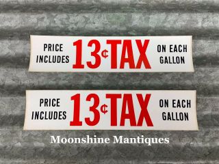 Set Of 2 - Nos 1960’s Service Station Gas Pump Gasoline Tax Decal - Gas & Oil
