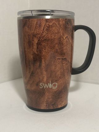 Swig Coffee Drink Travel Mug Wood Grained Finish With Lid T - 1