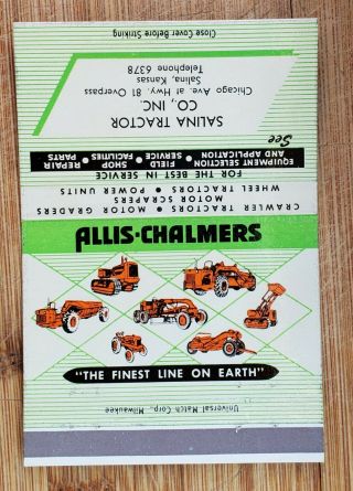 Vintage Matchbook Allis Chalmers Salina Tractor Kansas