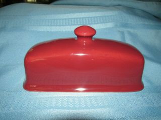 Rare Longaberger Pottery Butter Dish Cover Top Woven Traditions Red
