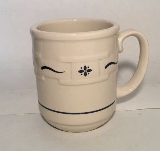 Longaberger Pottery Woven Traditions 4 " Heritage Blue Coffee/tea Mug 12 Oz Euc
