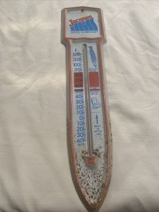 Steel Jacques Seed Ground Temp Thermometer Dealer Farm Feed Seed Old Stock