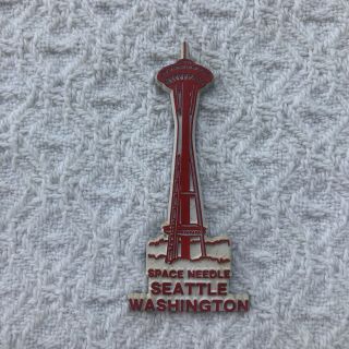 Space Needle Seattle Washington Red Rubber Vintage Fridge Magnet