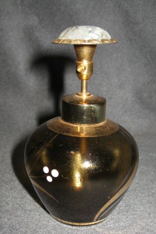 Vintage West Western Germany Perfume Spray Glass Bottle Brown Gold Detail 2