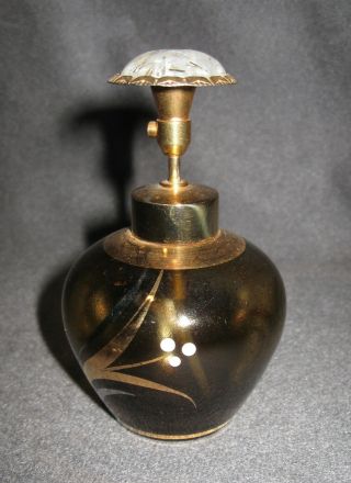 Vintage West Western Germany Perfume Spray Glass Bottle Brown Gold Detail 3