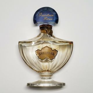 Vintage Empty Guerlain Shalimar France Perfume Bottle Blue Lid