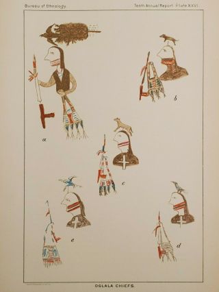 Face Painting Oglala Lakota Chiefs Indians Dakotas 1893 Lithograph Rare