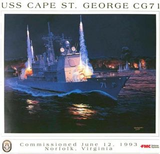 Uss Cape St George Cg71 Commissioning Poster Fmc 28×32